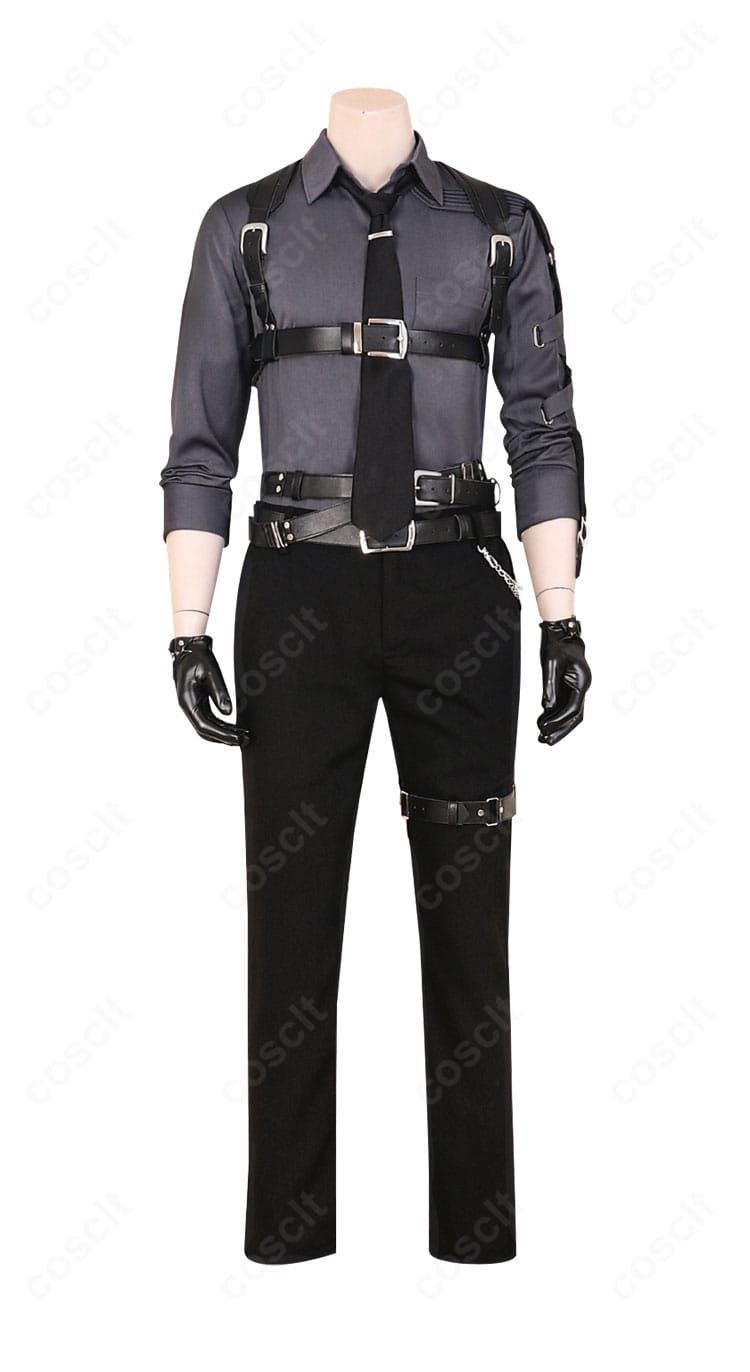 恋と深空 コスプレ衣装 正面図。シャツとネクタイ、ベルトワークの配置と質感ディテール