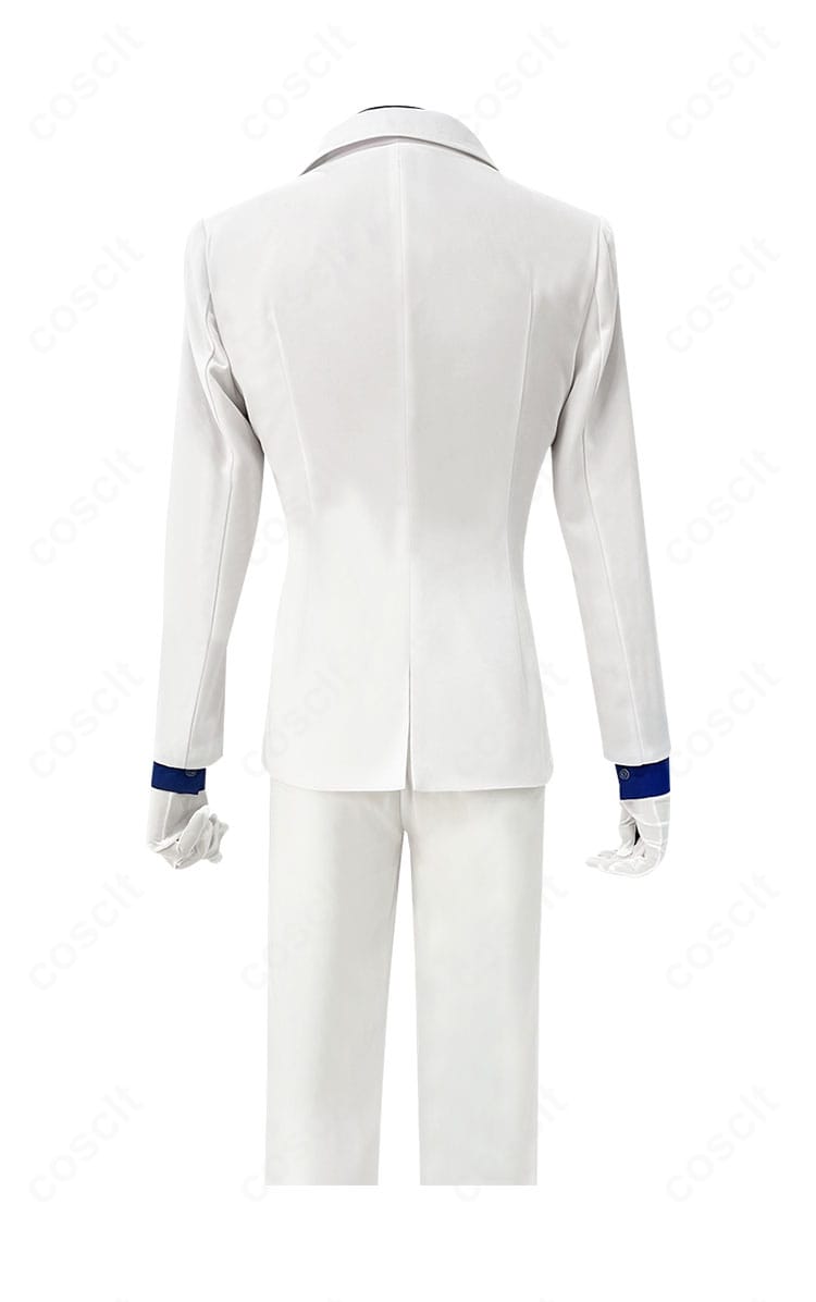 怪盗キッド コスプレ衣装の背面ディテール。背中のコートラインとマントの取り回しを示す再現度重視の画像