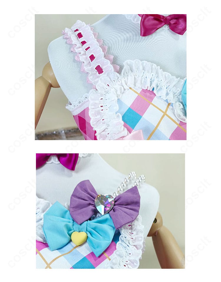 肩部装飾のクローズアップ。刺繍と装飾パーツの質感、縫製の整いを示すディテール写真。