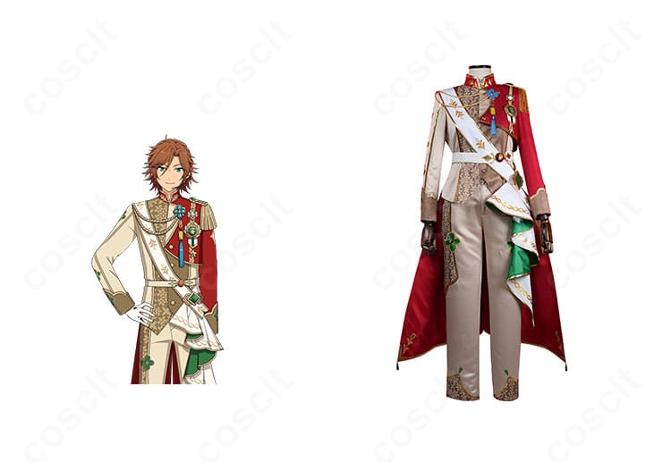 商品正面と三毛縞 斑 bud(SCR)仕様のコスプレ衣装を並べた画像。高再現のコートと装飾が分かる比較ビジュアル。