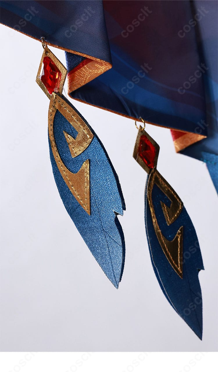 各種アクセサリーを並べたディテール集。首飾り・耳飾り・神の目飾りなどセット内容が一目で分かる。