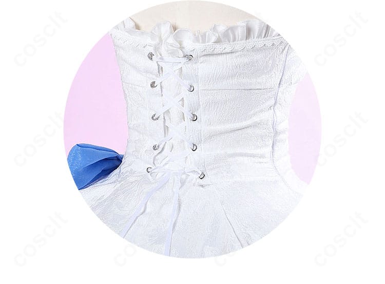 レム コスプレ衣装の背面ひも装飾ディテール。編み上げの通し方とフィット調整部が分かる写真。