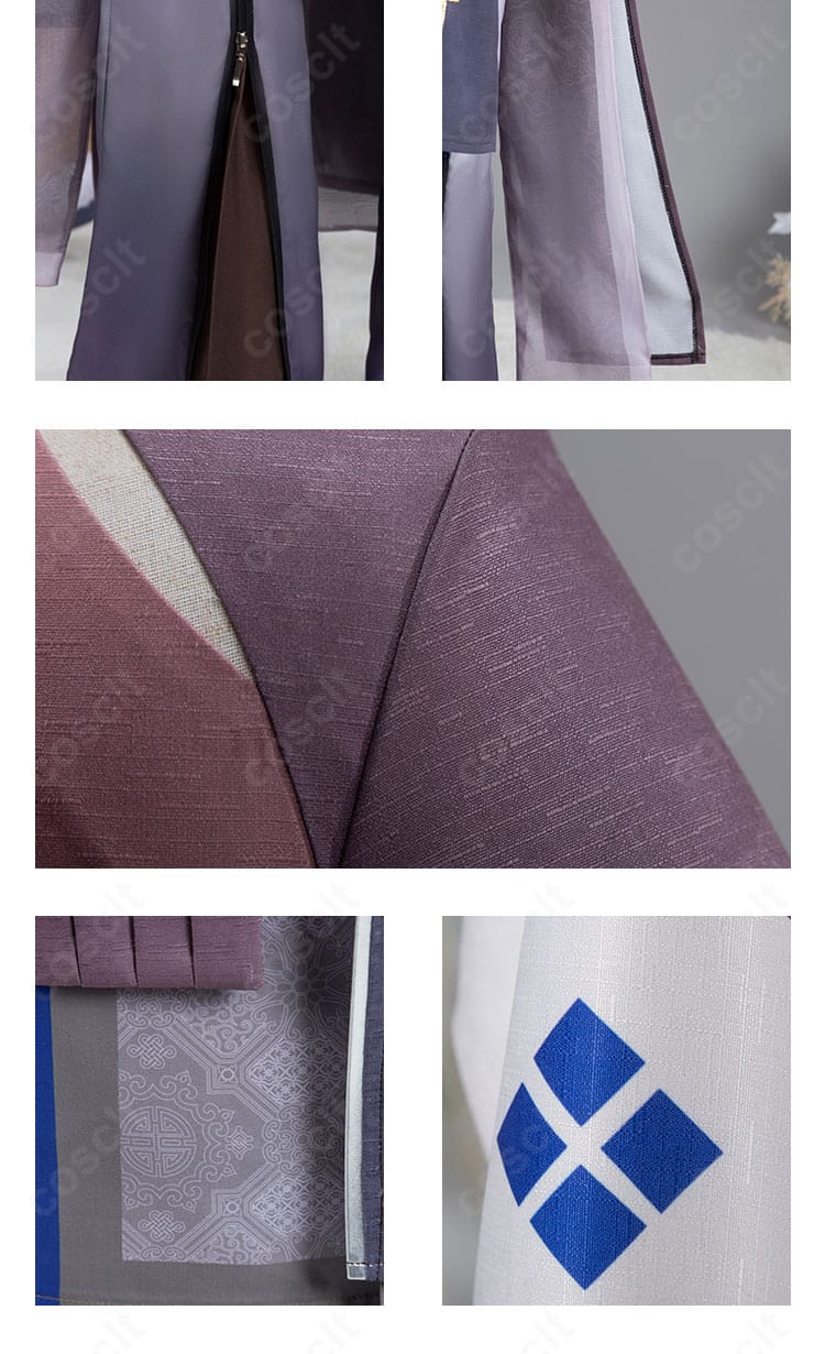 アークナイツ ジー コスプレ衣装の肩袖とパンツ裾の意匠。切り替え配色と装飾ラインの整合性を表現。