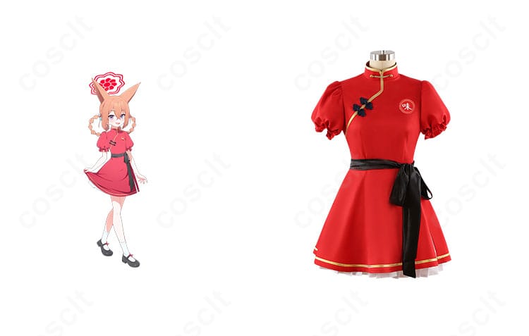 商品正面と朱城ルミのビジュアルが並ぶ、ブルーアーカイブ 幼女バージョン衣装の全体像