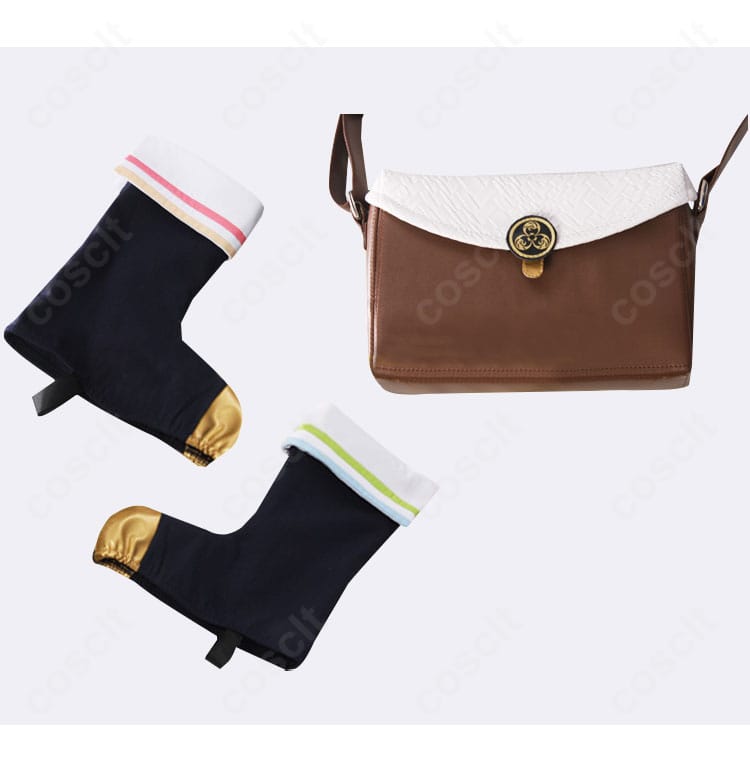 包丁藤四郎 コスプレ衣装のショルダーバッグと靴周り装飾。金具の質感と配色バランスが分かる近接画像。