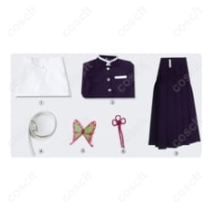 鬼滅の刃 栗花落カナヲ 隊服コスプレ 刺繍と上質生地で高再現・快適、イベント撮影に最適 - 8枚目の画像（サムネイル）