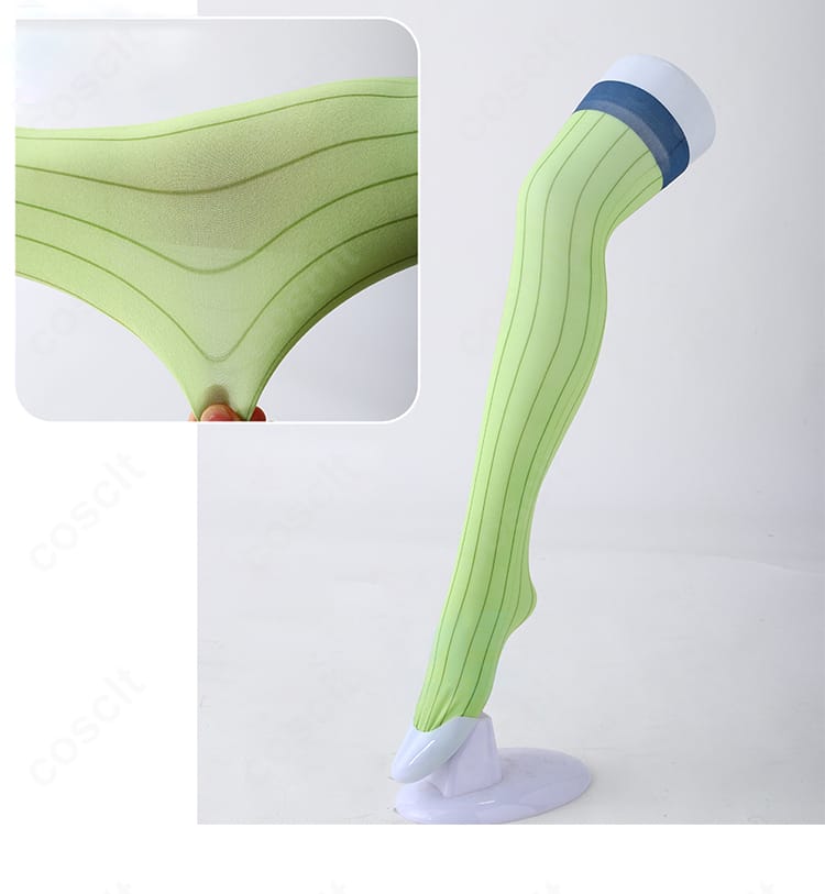 甘露寺蜜璃 コスプレ衣装 ピンクとグリーンの縞ストッキングの装飾ディテール