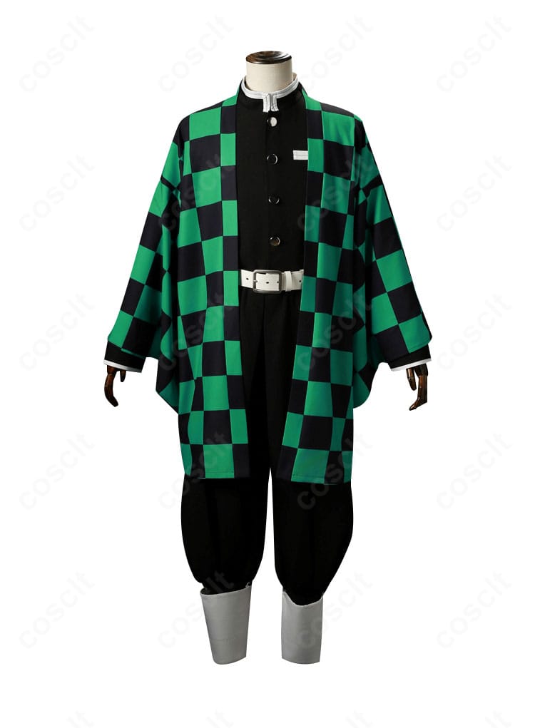 炭治郎コスプレの細部クローズアップ。刺繍表現と縫製の丁寧さ、素材感がわかるディテール。