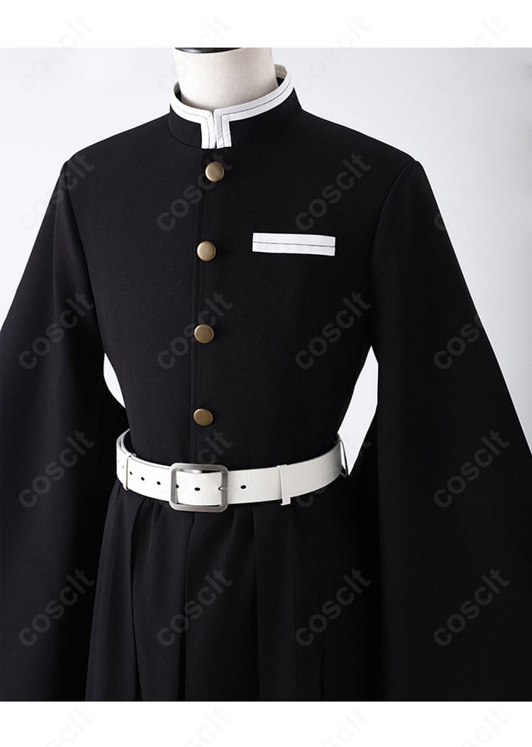 時透無一郎 コスプレ 隊服の装飾アップ。細部のステッチと刺繍の質感が伝わるディテール画像。