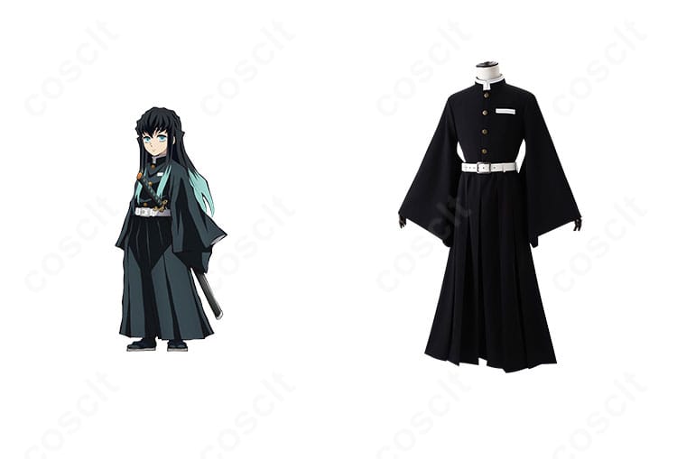 時透無一郎の隊服コスプレ 正面。キャラクターイメージを重ねた高再現のシルエットがわかる画像。