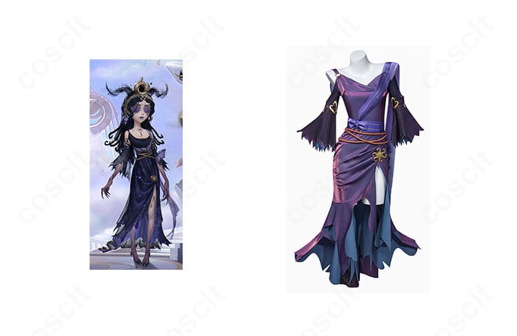 商品正面と祭司（フィオナ・ジルマン）の公式イメージを並置したコラボ風カット。「虚妄の傑作／ヨグ・ソトースの使い」衣装の全体感が分かる写真