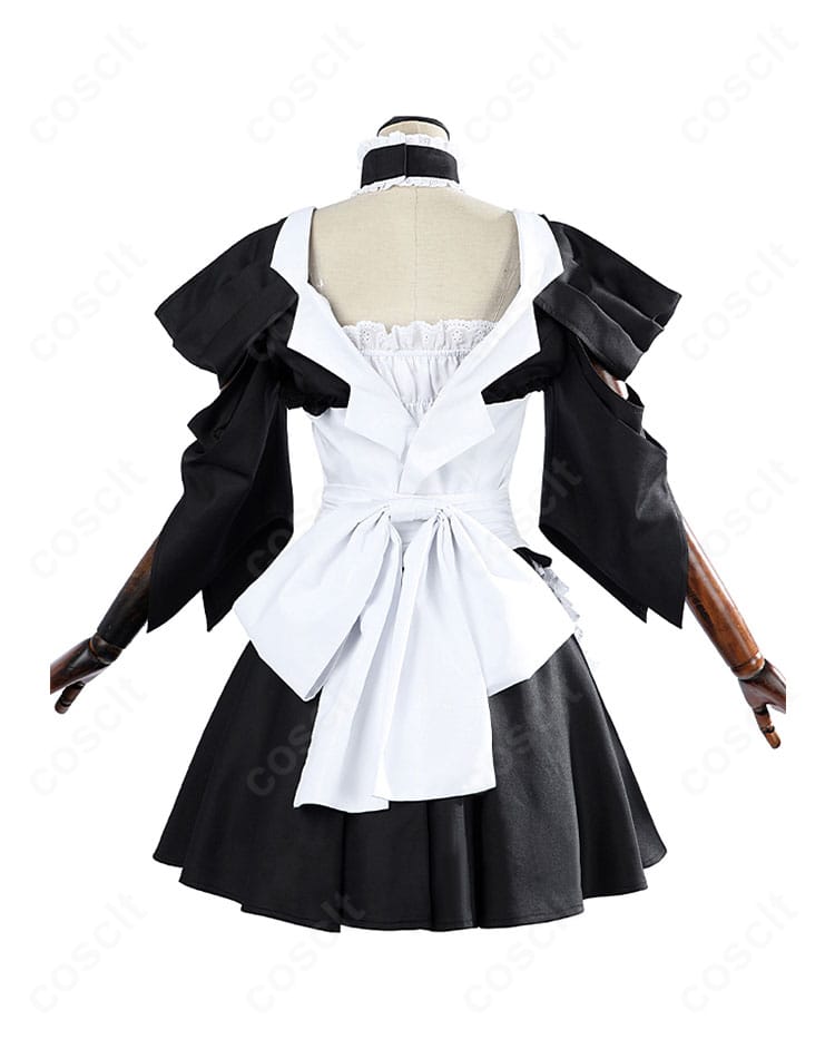 鮎沢美咲メイド服コスプレ衣装の背面シルエットと装飾