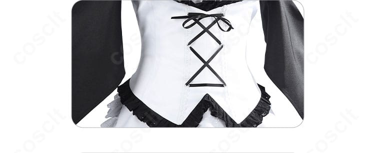 メイド服コスプレのウエストリボン装飾の結び目ディテール