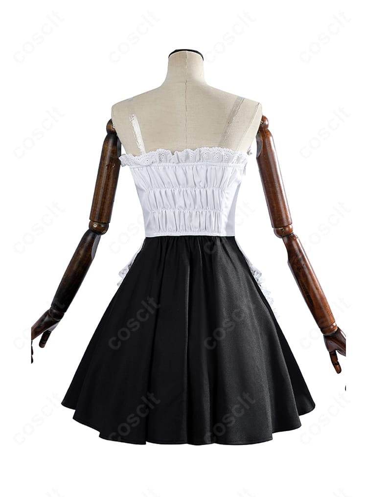 鮎沢美咲メイド服の背面スカートとウエストリボンのデザイン