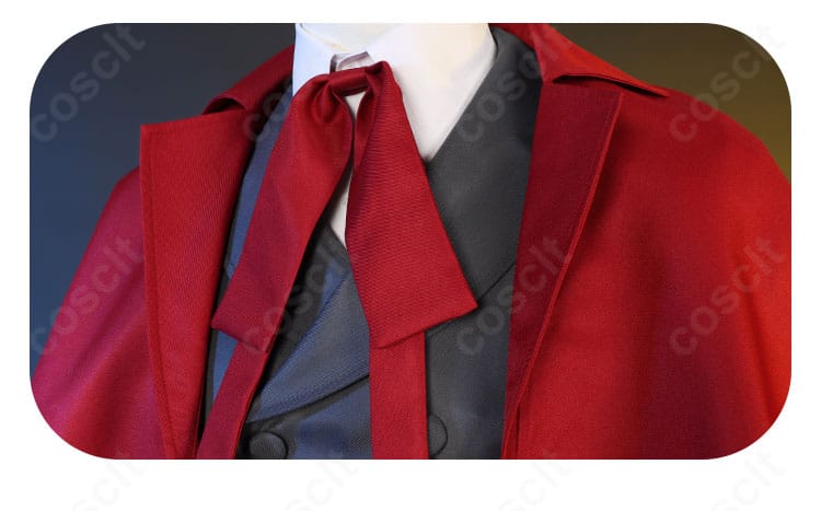 襟と赤いリボンのクローズアップ。アーカード制服の象徴ディテールを強調した画像。