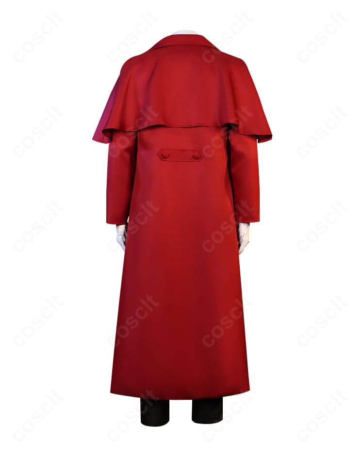 商品背面の詳細。コートのバックシルエットと裾の広がり、背面縫製の整いを示す画像。