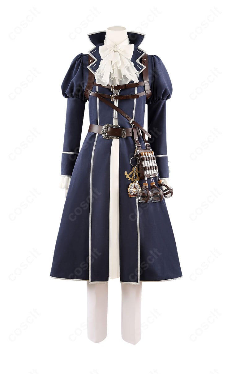 オベロン 英霊博装コスプレの正面ディテール(胸ベルト・スカーフ・前合わせ)