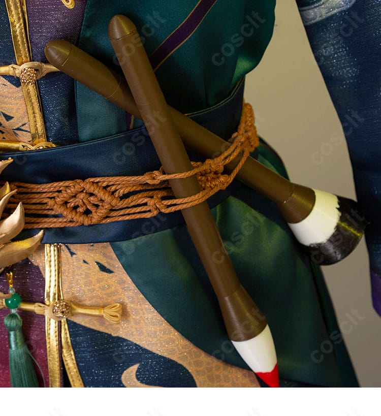 筆モチーフ装飾の接写。毛先表現と取り付け基部の質感が分かるディテール。