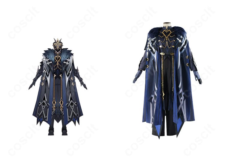 原神 カピターノのコスプレ衣装と公式イラスト比較。重厚な軍装風コートと装飾を高再現で並置したイメージ。