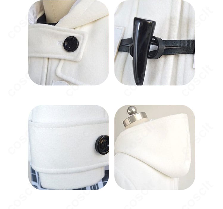 襟元・前立ての紐・フード・袖口などパーツの接写。FGO マシュ・キリエライト冬服の装飾と縫製の詳細。