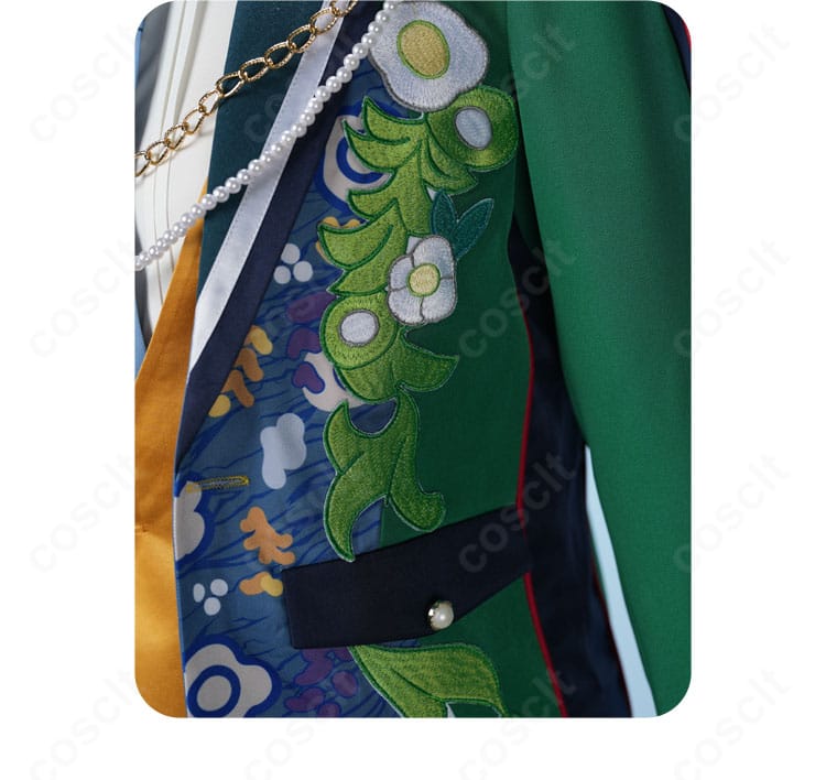 Eden『TRIP』衣装の左襟装飾ディテール。ブローチと縁取りの質感