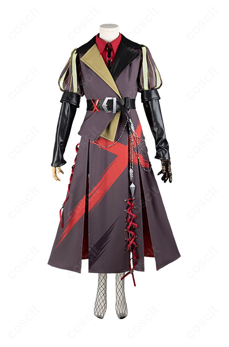 ドリームジャーニー勝負服の正面アップ。コートのラインとネクタイ、胸元装飾のディテールがわかる画像。