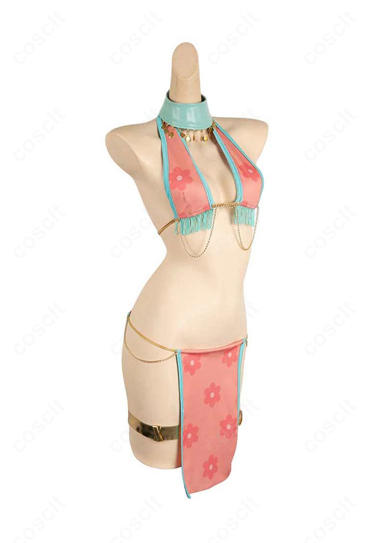 ルーシィ・ハートフィリア 踊り子衣装の左側面。腕飾りとトップスのサイドフィットを示すビュー。