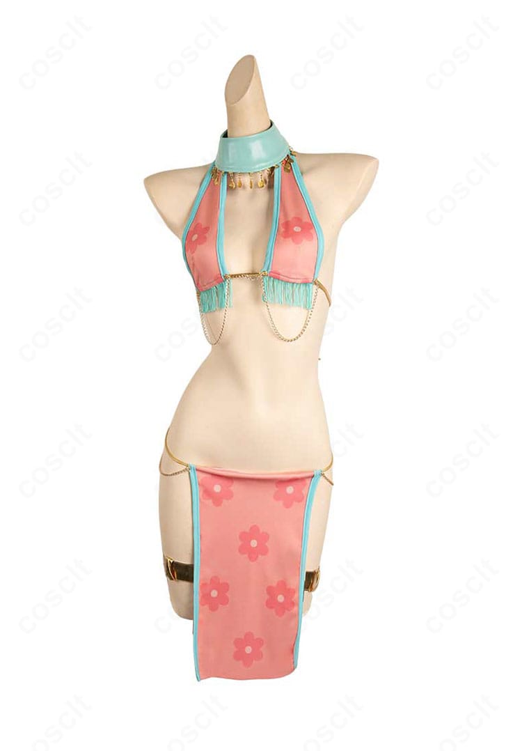 劇場版FAIRY TAIL ルーシィ・ハートフィリア 踊り子衣装の正面ディテール。胸元の装飾と留め具の仕上がりを強調。