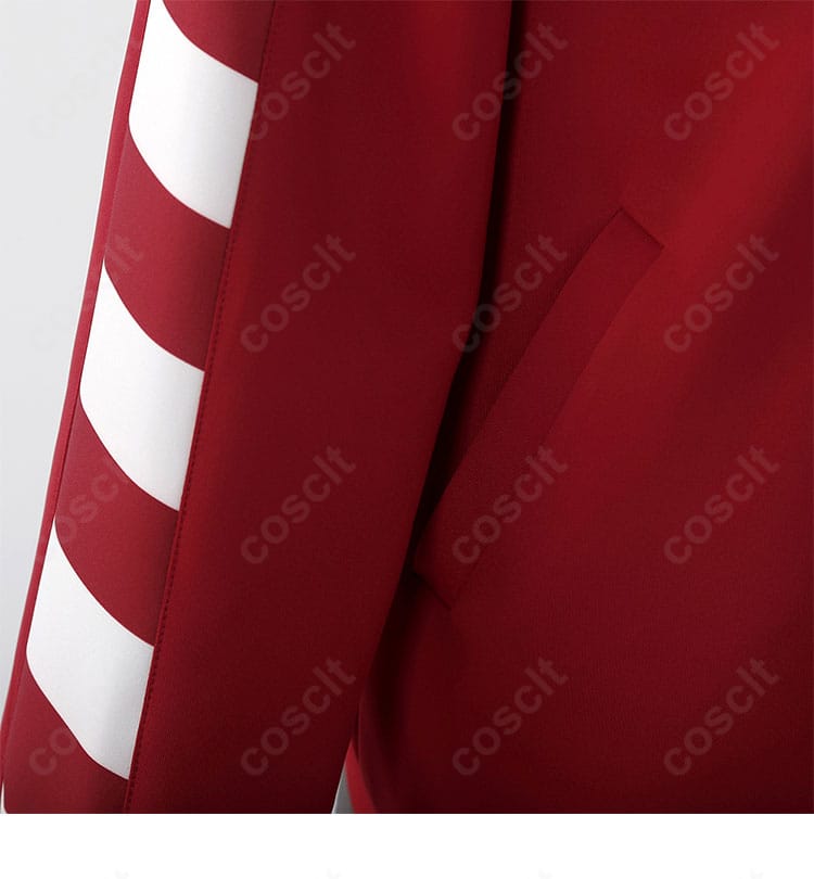 秀尽学園高校 ジャージ コスプレ衣装 袖口と装飾ラインの近接ディテール