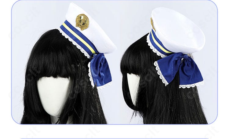 付属の帽子デザインと装飾。リボンとブリム形状を写した画像