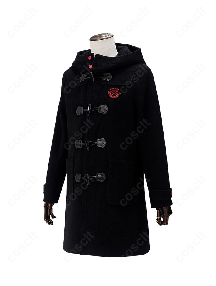 ペルソナ5 雨宮蓮 冬服コートの側面。ハリ感のある生地が生む直線的なラインを強調。