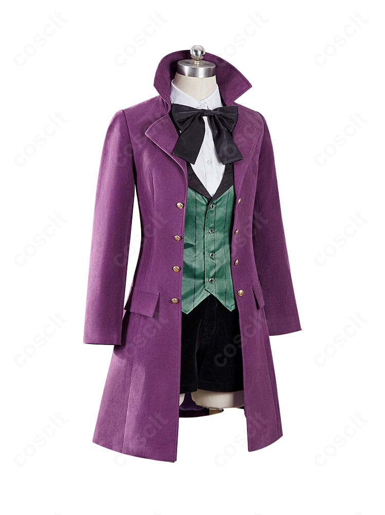 アロイス・トランシー 通常衣装コスプレの正面全身。コートとベストのシルエットが分かる構図