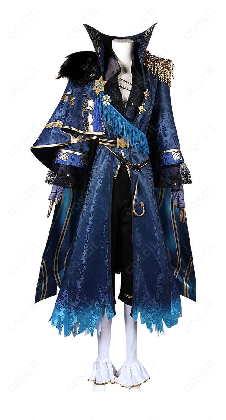 第五人格 隠者(アルヴァ・ロレンツ)コスの正面図。刺繍や装飾の配置が分かる高精細ディテール