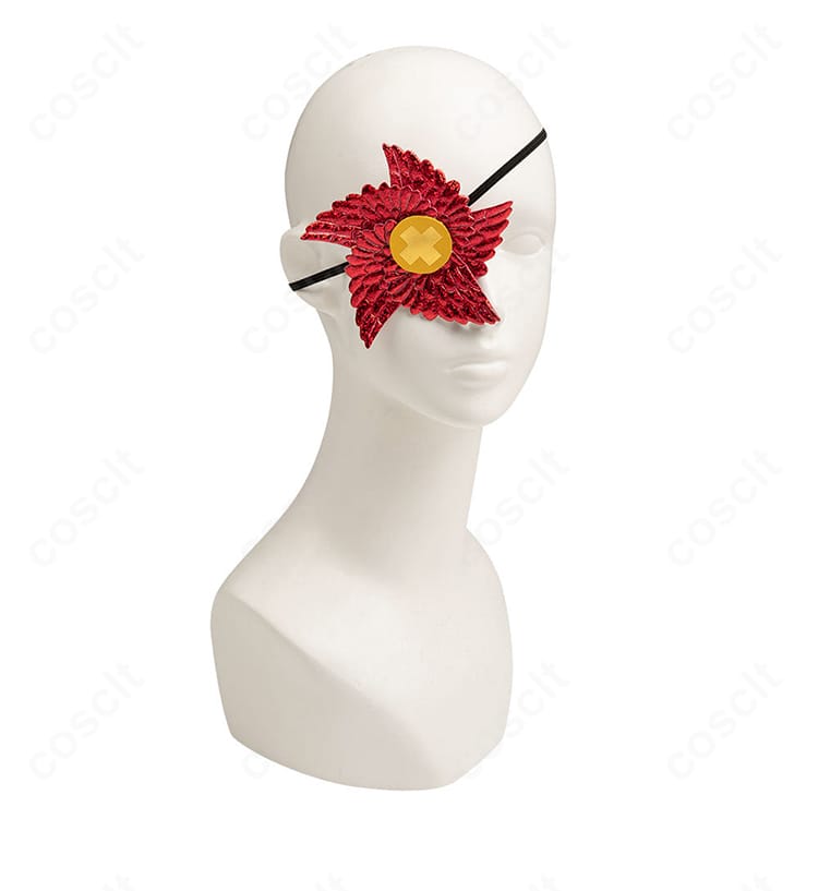 飛鳥=R=クロイツ コスプレ衣装 目飾りのクローズアップ。表面の質感と顔周りの収まり、固定感を確認できる。