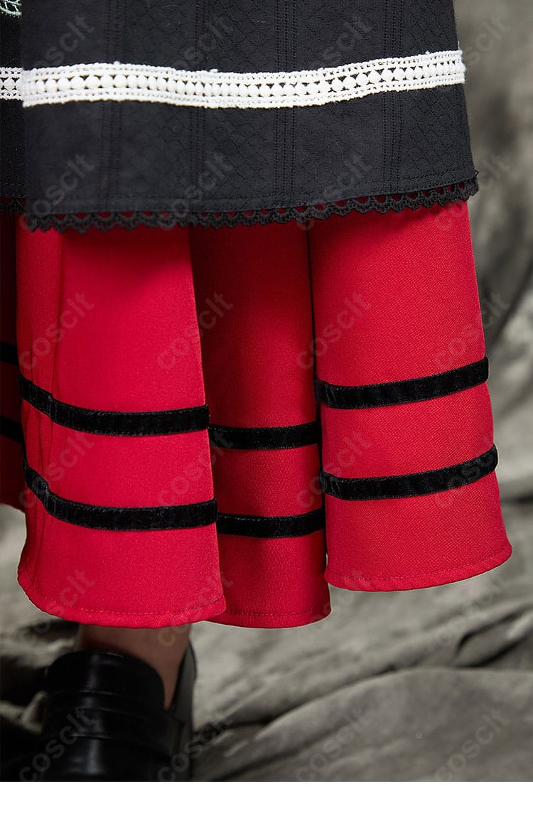 ホロ アルザス民族衣装のスカート裾刺繍と縁取りのディテール写真