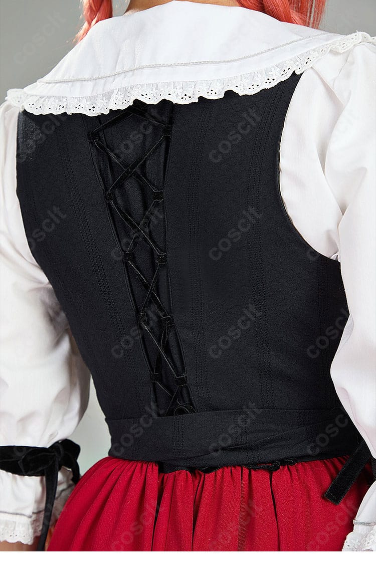 ホロ衣装上衣の背面装飾ディテールと切り替え位置が分かる写真