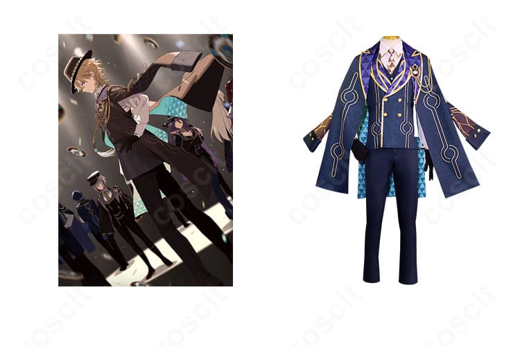 アベンチュリンの通常衣装コスプレ（正面）とキャラクタービジュアルの比較。崩壊：スターレイルの意匠を忠実に再現。