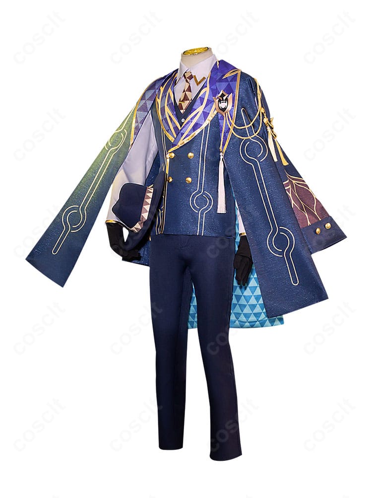 アベンチュリン衣装の側面。コートとマントの重なり、腰回りのラインまで再現。