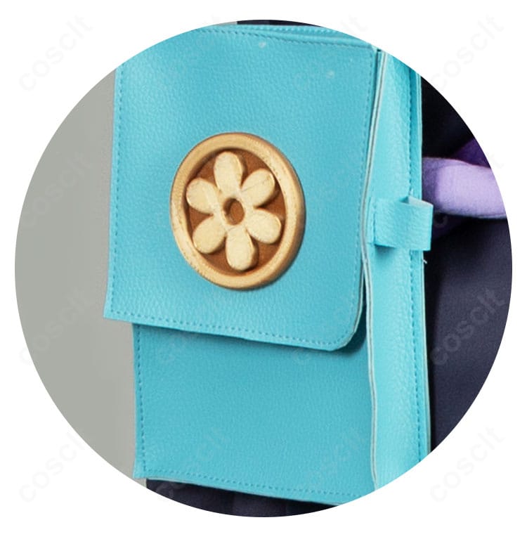 腰飾りクローズアップ：刺繍調モチーフと流蘇が映えるカカワーシャ幼少期の腰装飾