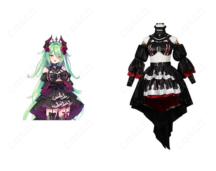 死に逝く騎士 魔王のコスプレ衣装とキャラクターイメージ。高再現シルエットと装飾を前面から確認できる画像