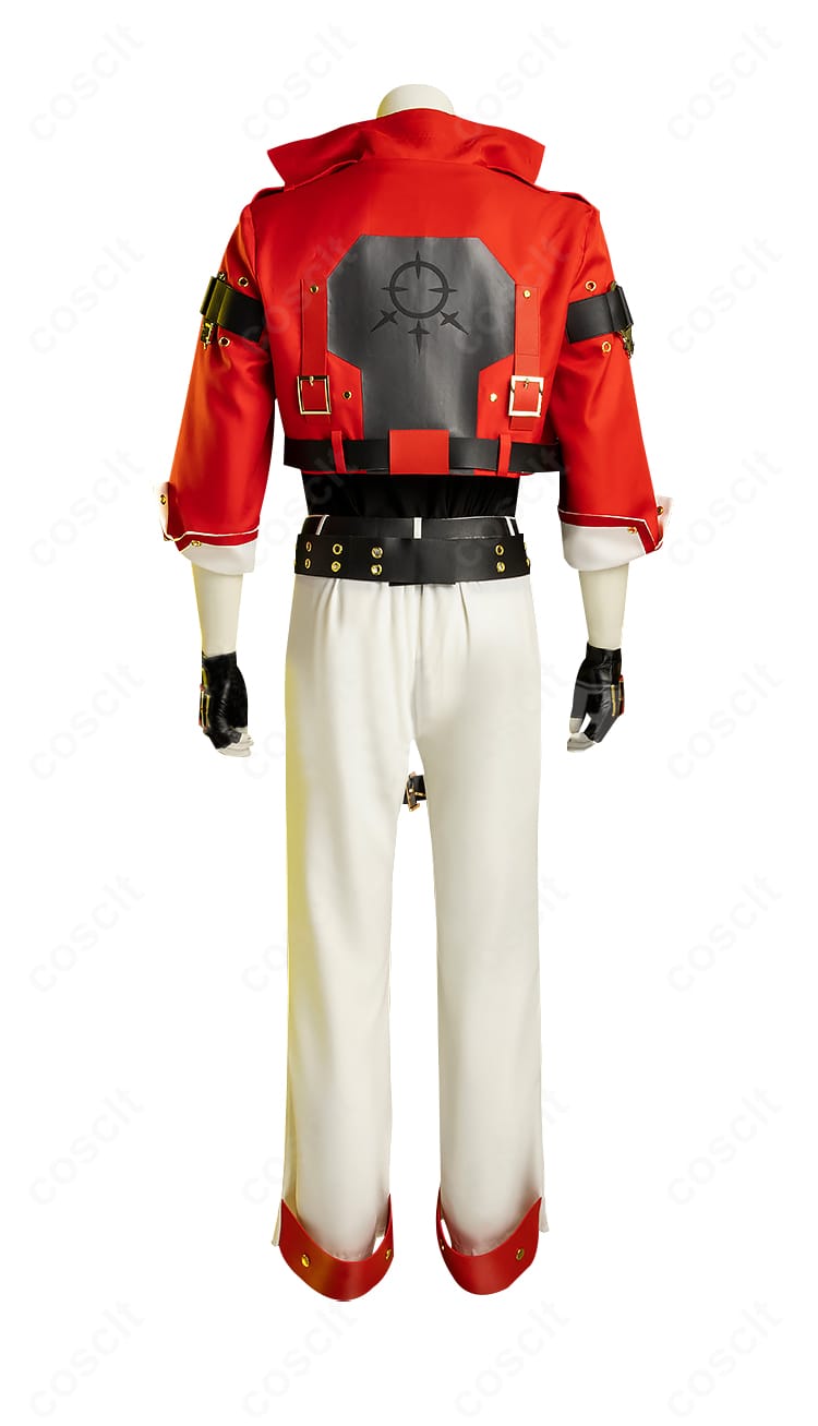 ギルティギア ソル=バッドガイ衣装の背面。コートの落ち感と背面ベルト配置、フィット感が伝わる画像。