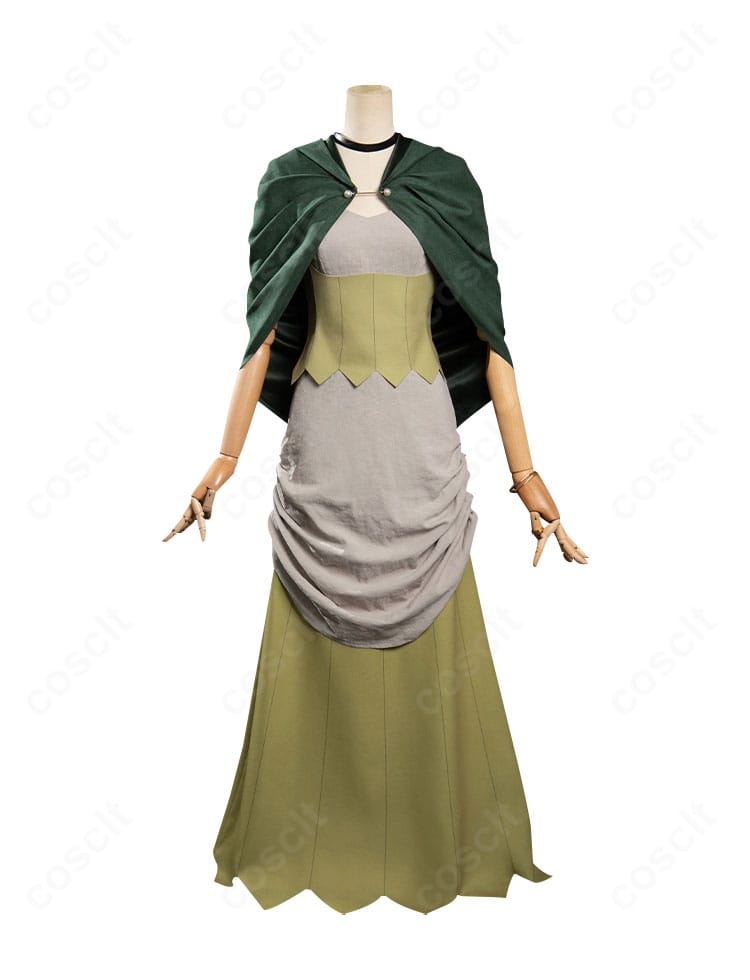 シスヒス コスプレ衣装の正面全体像。ワンピースとコルセットのシルエットが映えるデザイン