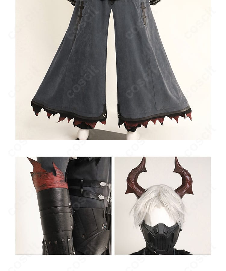 腰ベルト装飾のクローズアップ。バックル形状とステッチの整いを確認できる。