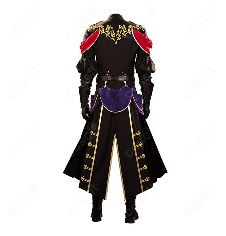 商品背面。背中の縫製ライン、外套の広がり、腰ベルトの取り回しを詳細に表示。