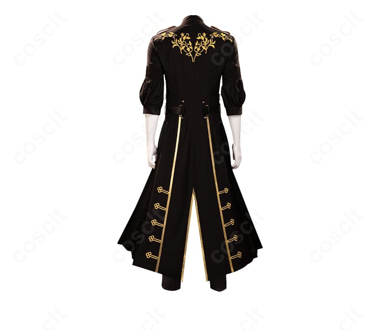 背面装飾のクローズアップ。背中ヨークと外套の飾り、縫い目のピッチを確認できる。