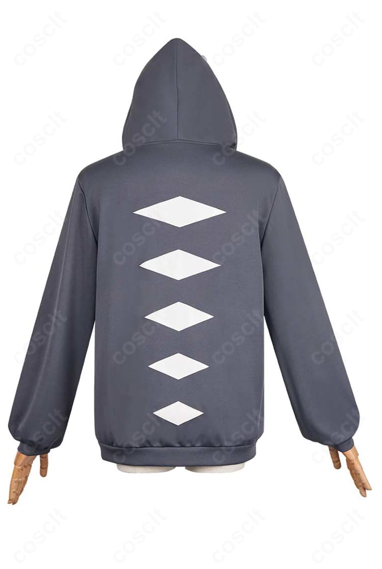 怪獣パーカー背面全体。背面モチーフとフードのボリューム感が伝わる写真