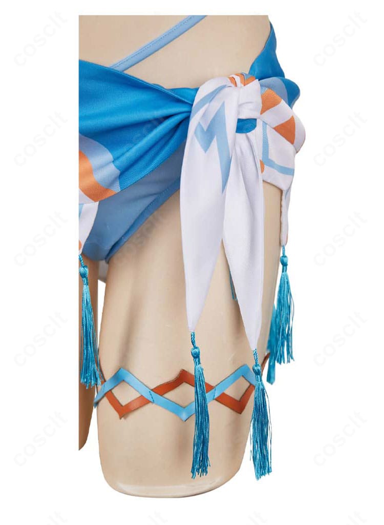 蛍 ナタ温泉水着コスプレの腰布装飾ディテール。フリンジの質感と結び目表現