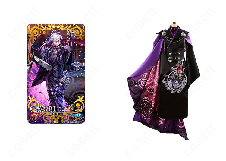 Fate/Grand Order 巌窟王 エドモン・ダンテス 英霊博装のコスプレ衣装とキャラクター比較。マントと和服の再現度が高い正面構図。