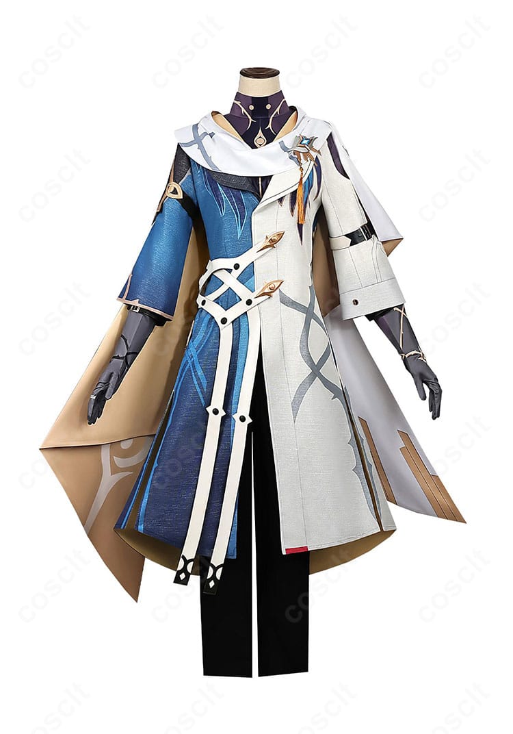 サンデー新衣装コスプレの正面全身。コートと胸飾り、ストールの配置がわかる高再現のフロントビュー。