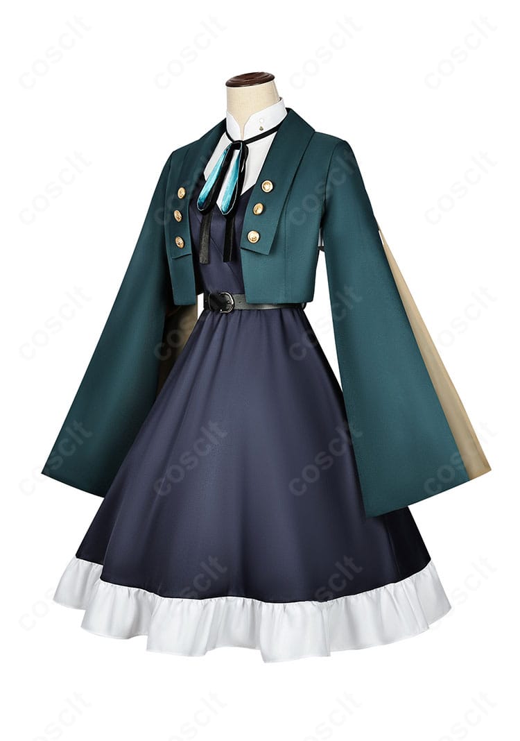 ホタル衣装の側面シルエット。ウエストラインと裾のハリ感が分かるディテール。